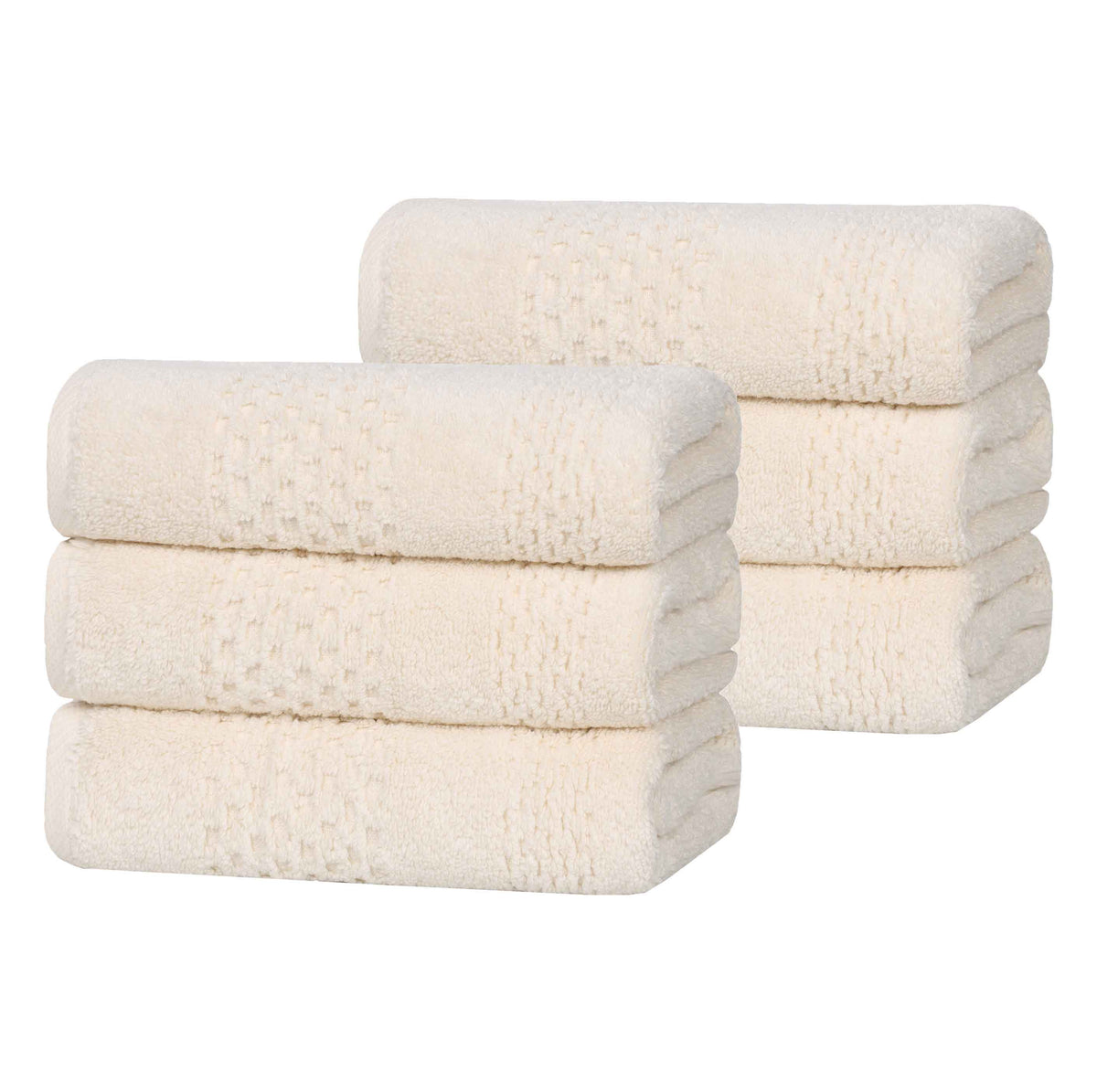 Playa Zero Twist Cotton Solid Waffle Textured Hand Towels, Set of 6