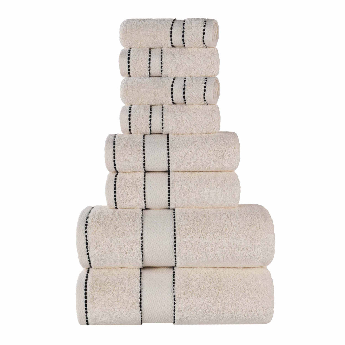 Niles Egyptian Giza Cotton Plush Heavyweight Soft 8 Piece Towel Set - Ivory