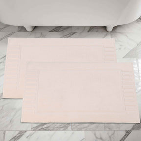 Leo Cotton Solid Modern Absorbent Heavy Washable Bath Mat Set of 2