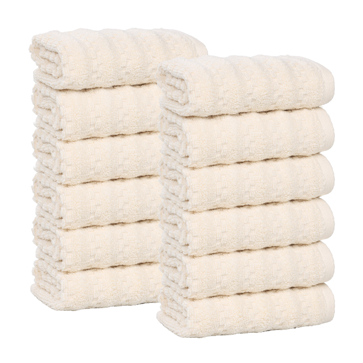 Zuma Zero Twist Cotton Medium Weight Face Towels Washcloths, Set of 12