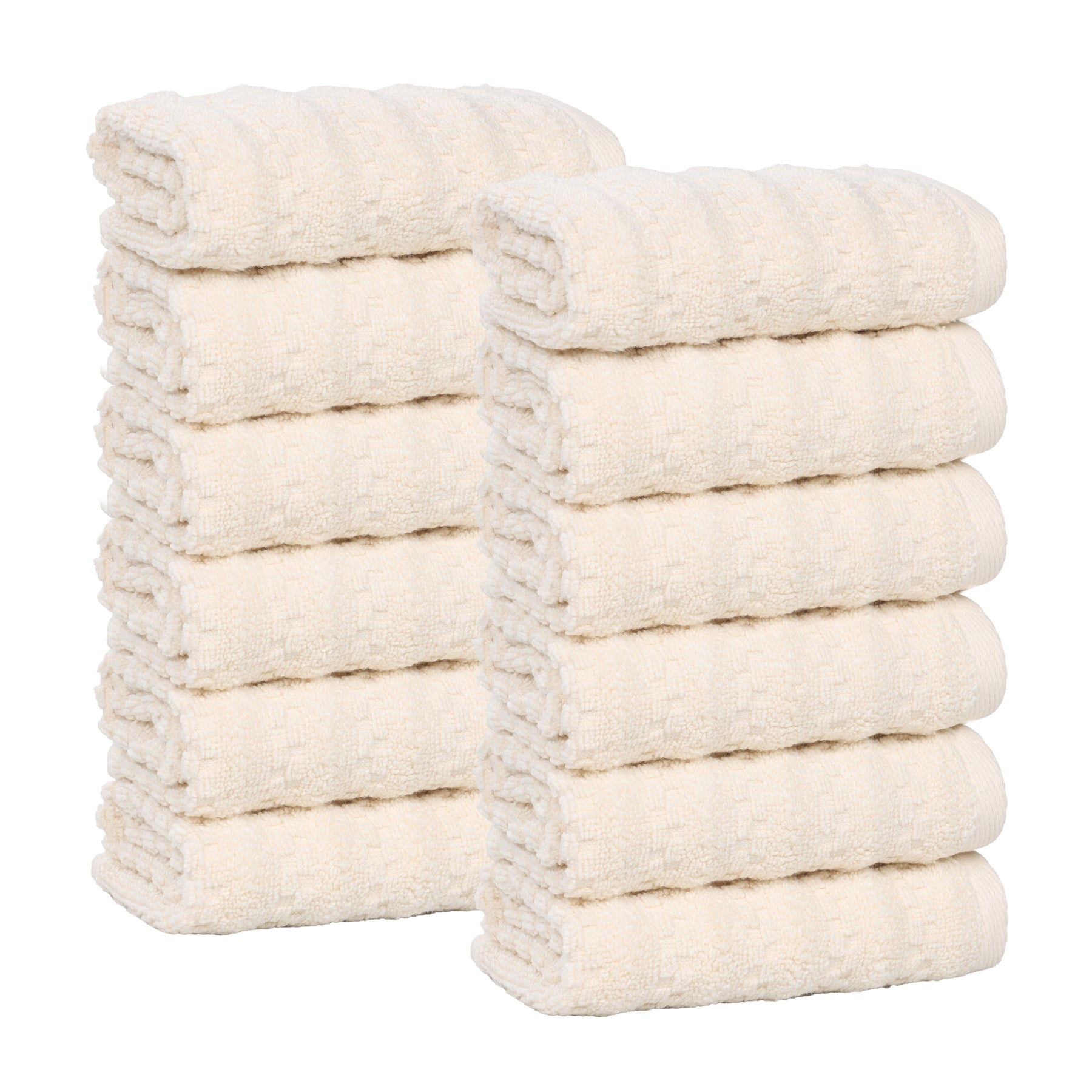 Zuma Zero Twist Cotton Medium Weight Face Towels Washcloths, Set of 12