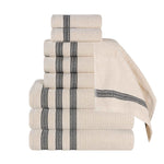 Brea Zero Twist Cotton Ribbed Geometric Border 9 Piece Towel Set - Towel Set by Superior