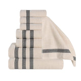 Brea Zero Twist Cotton Ribbed Geometric Border 8 Piece Towel Set - Towel Set by Superior