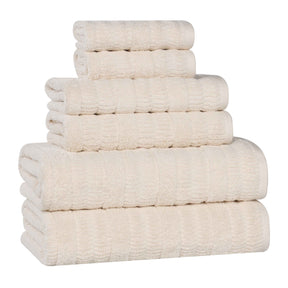 Mika Smart Twist Cotton Solid Textured Ribbed 6 Piece Towel Set