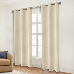 Classic Modern Solid Room Darkening Blackout Curtain Panels, Set of 2 - Ivory