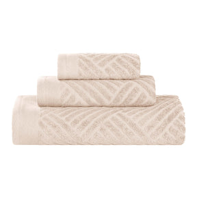 Basketweave Egyptian Cotton Jacquard 3 Piece Assorted Towel Set - Towel Set by Superior - Superior 