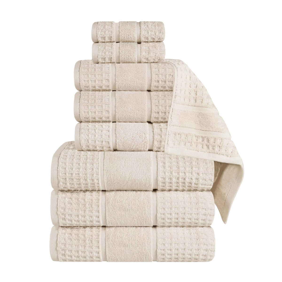 Napa Zero Twist Cotton Solid Waffle Honeycomb 9 Piece Towel Set