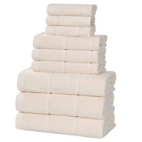 Milo Smart Twist Cotton Medium Weight Solid Ribbed 9 Piece Towel Set