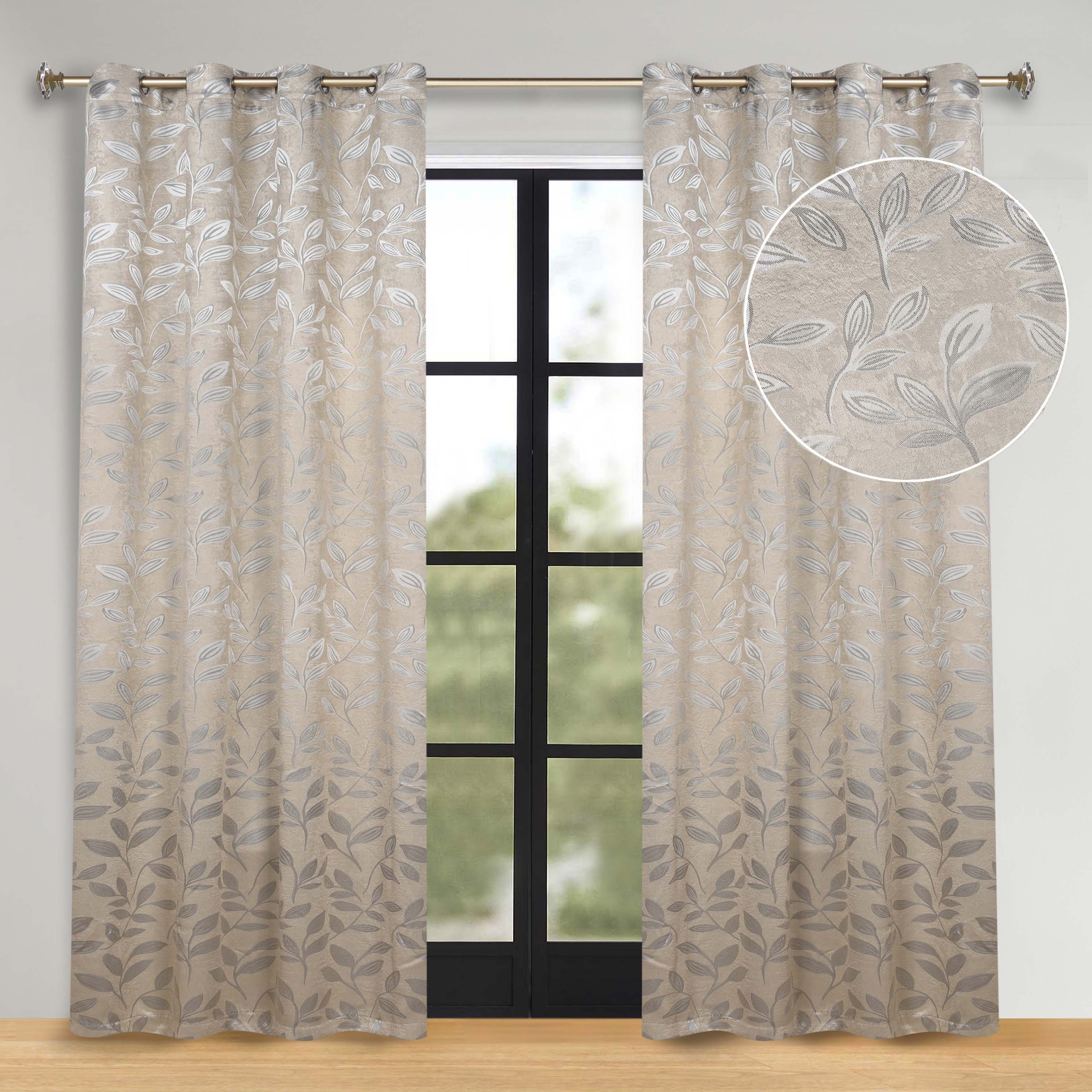 Leaves Room Darkening Washable Blackout Curtain Panels, Set of 2 - Blackout Curtains by Superior