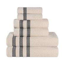 Brea Zero Twist Cotton Ribbed Geometric Border 6 Piece Towel Set