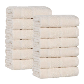 Mile Smart Twist Cotton Solid Face Towels Washcloths, Set of 12