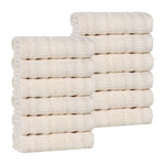 Mika Smart Twist Cotton Solid Textured Ribbed Face Towels, Set of 12 - Face Towel by Superior