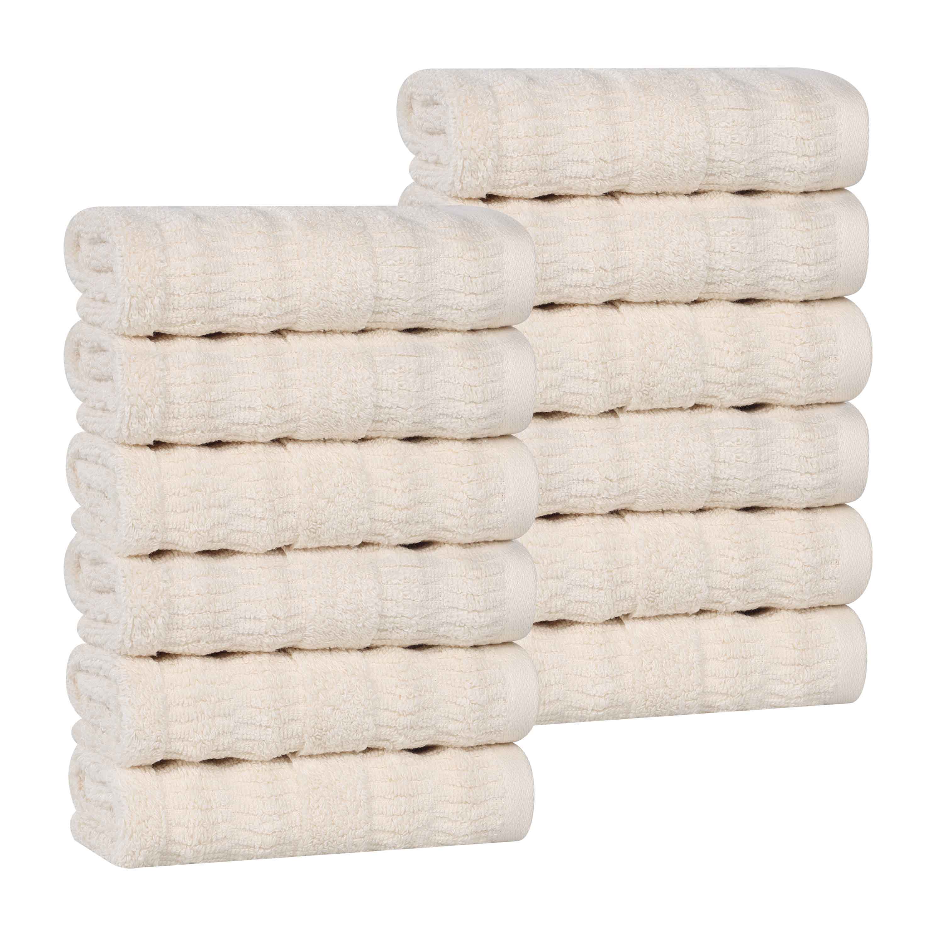 Mika Smart Twist Cotton Solid Textured Ribbed Face Towels, Set of 12 - Face Towel by Superior