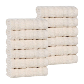 Mika Smart Twist Cotton Solid Textured Ribbed Face Towels, Set of 12