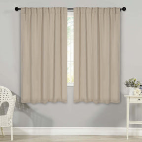 Solid Room Darkening Blackout Curtain Panels, Back Tabs, Set of 2 - Ivory