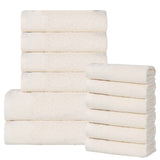 Honeycomb Textured Waffle Border Cotton 12 Piece Towel Set - Towel Set by Superior