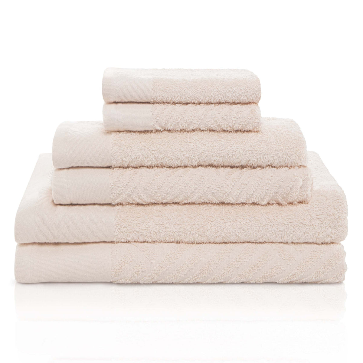 Basketweave Jacquard and Solid 6 Piece Egyptian Cotton Towel Set