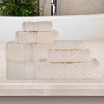 Chevron Zero Twist Solid and Jacquard Soft Cotton 6 Piece Towel Set - Towel Set by Superior