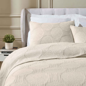 Tanta Cotton Medium Weight Textured Modern Circles Woven Coverlet