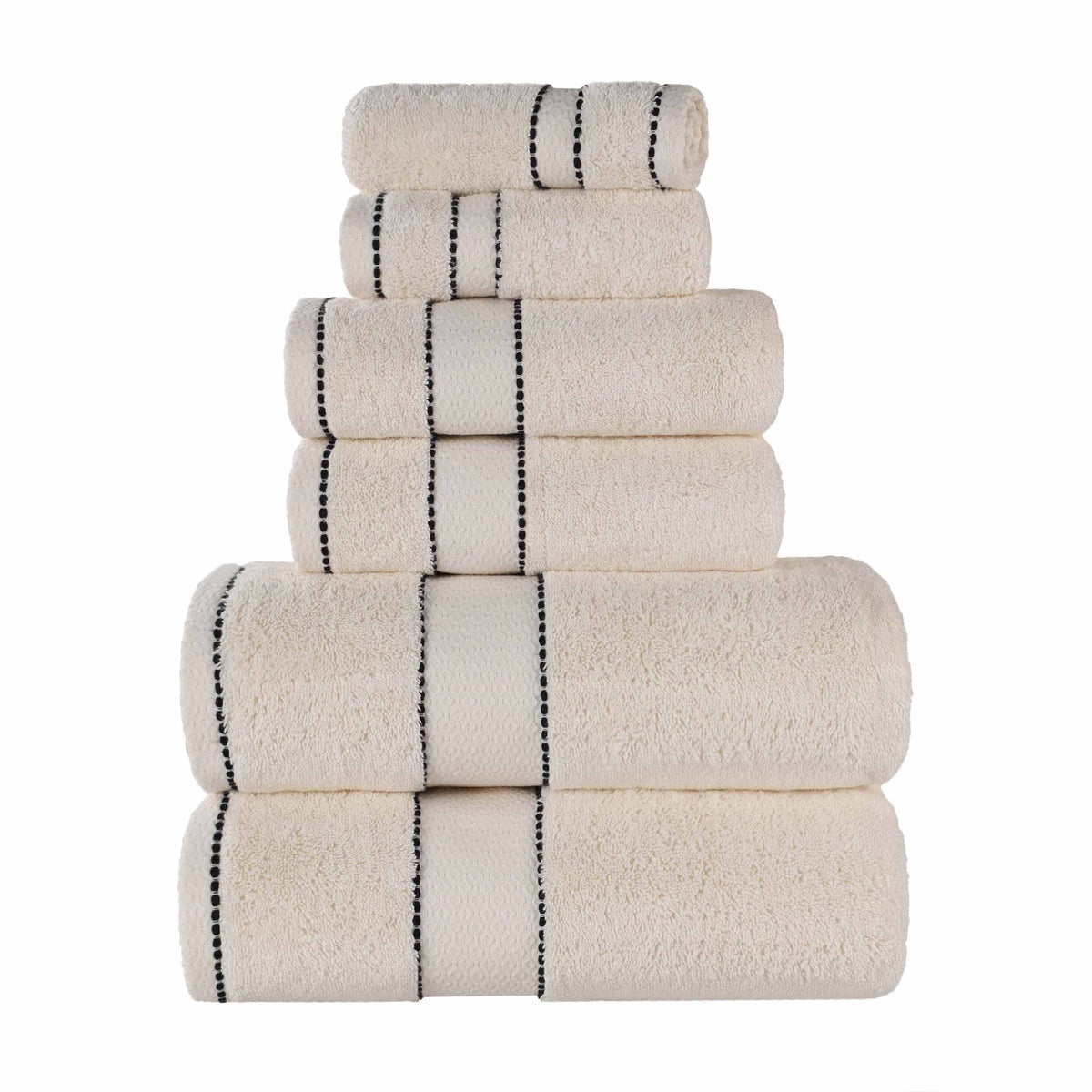 Niles Egyptian Giza Cotton Plush Heavyweight Soft 6 Piece Towel Set - Ivory