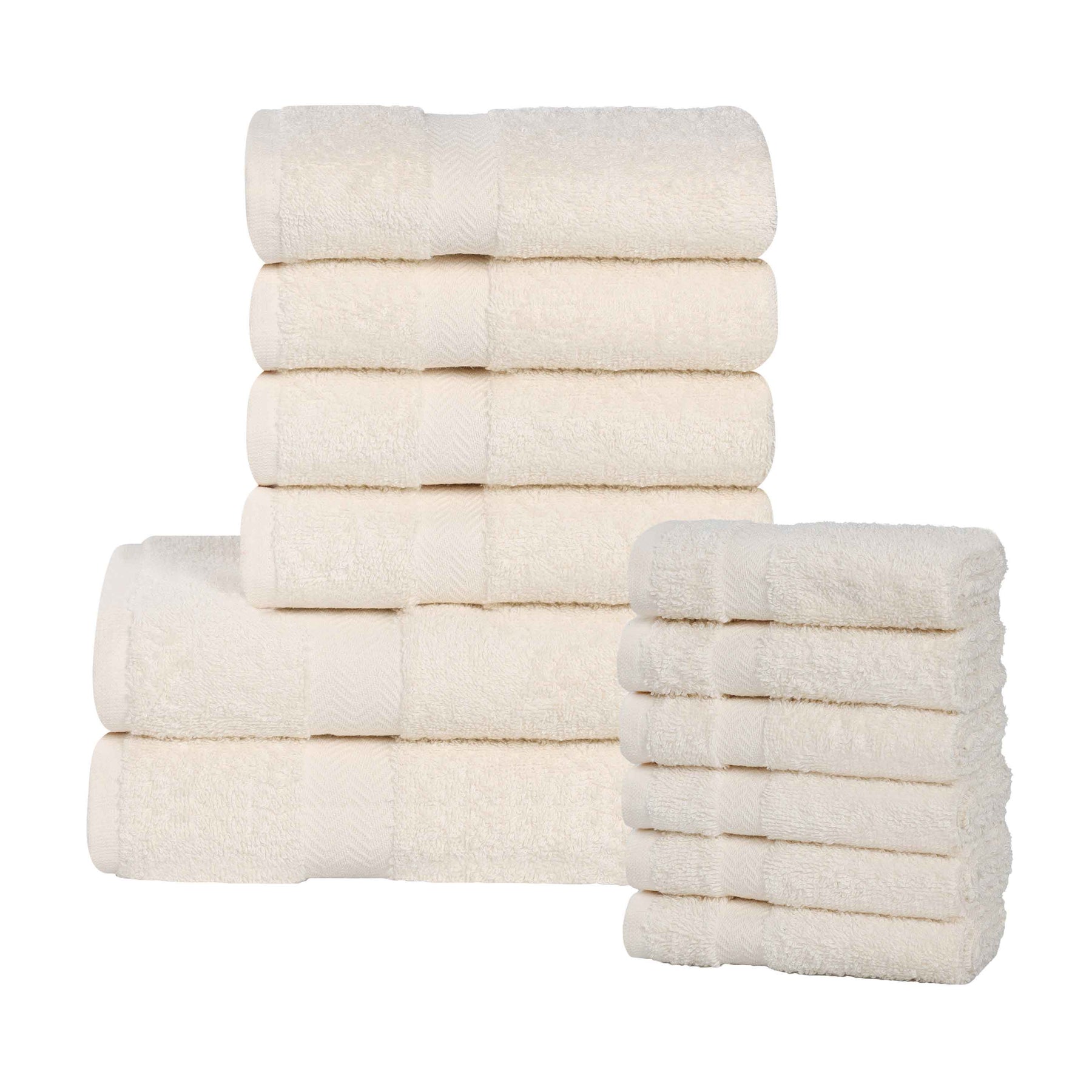 Eco-Friendly Cotton Absorbent Assorted 12 Piece Towel Set