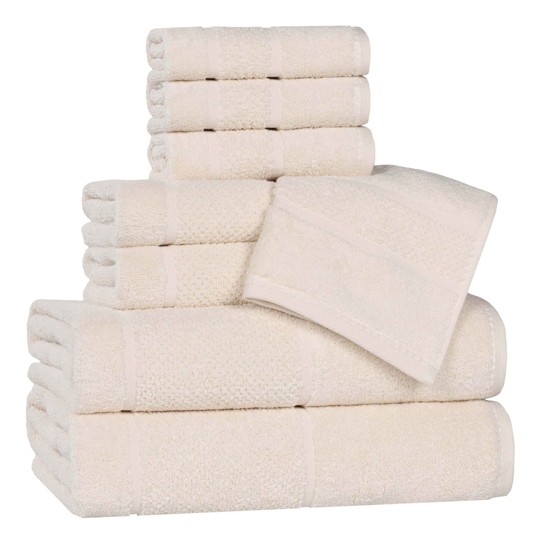 Mile Smart Twist Cotton Medium Soft Thick Border 8 Piece Towel Set