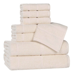 Mile Smart Twist Cotton Medium Soft Thick Border 8 Piece Towel Set