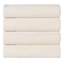 Honeycomb Textured Waffle Border Cotton Bath Towels, Set of 4