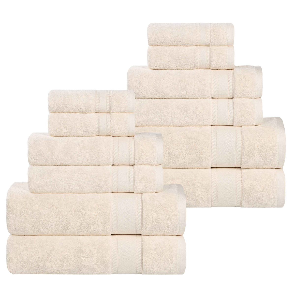 Belmont Zero Twist Cotton Medium Weight Absorbent 12 Piece Towel Set