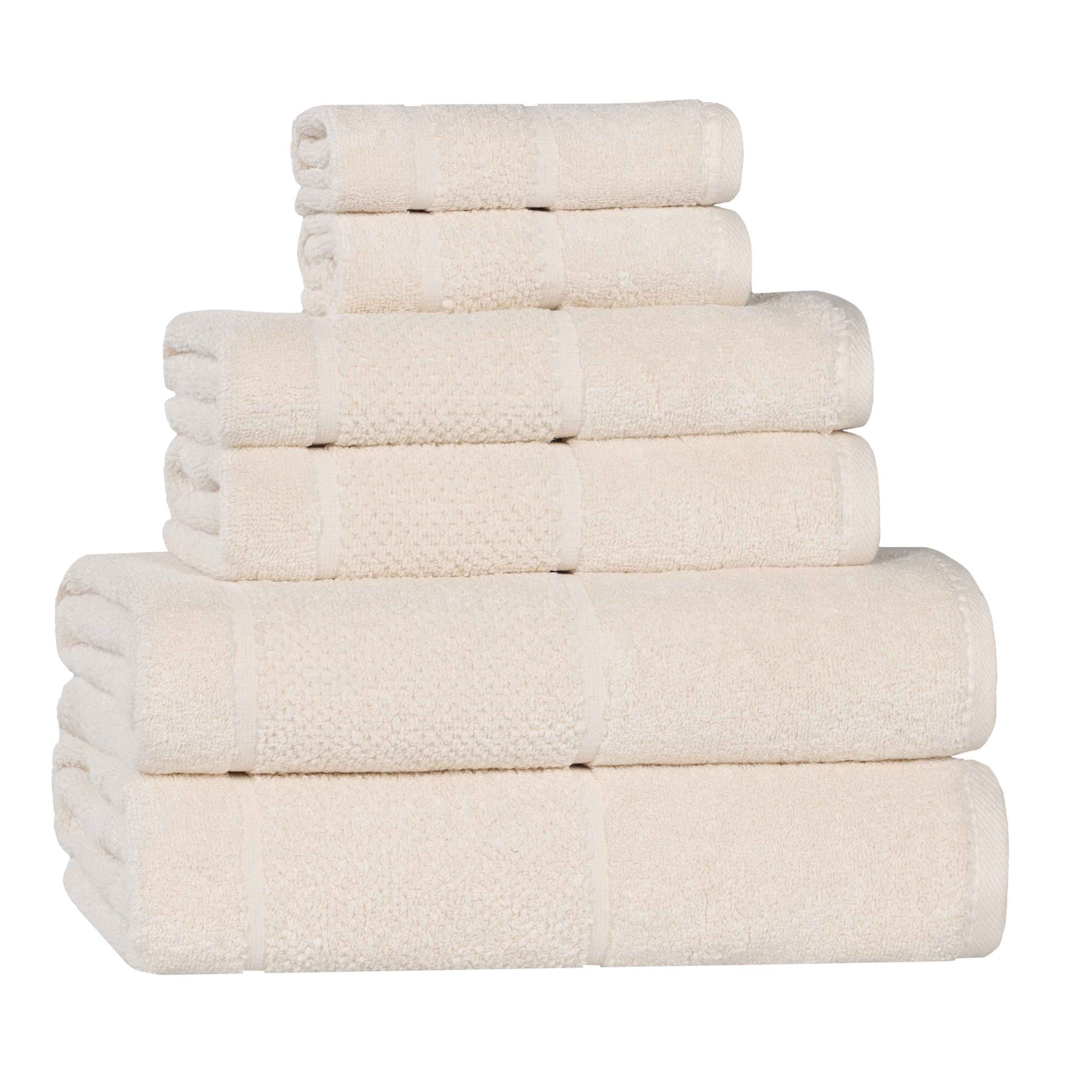 Mile Smart Twist Cotton Solid Thick Border 6 Piece Towel Set