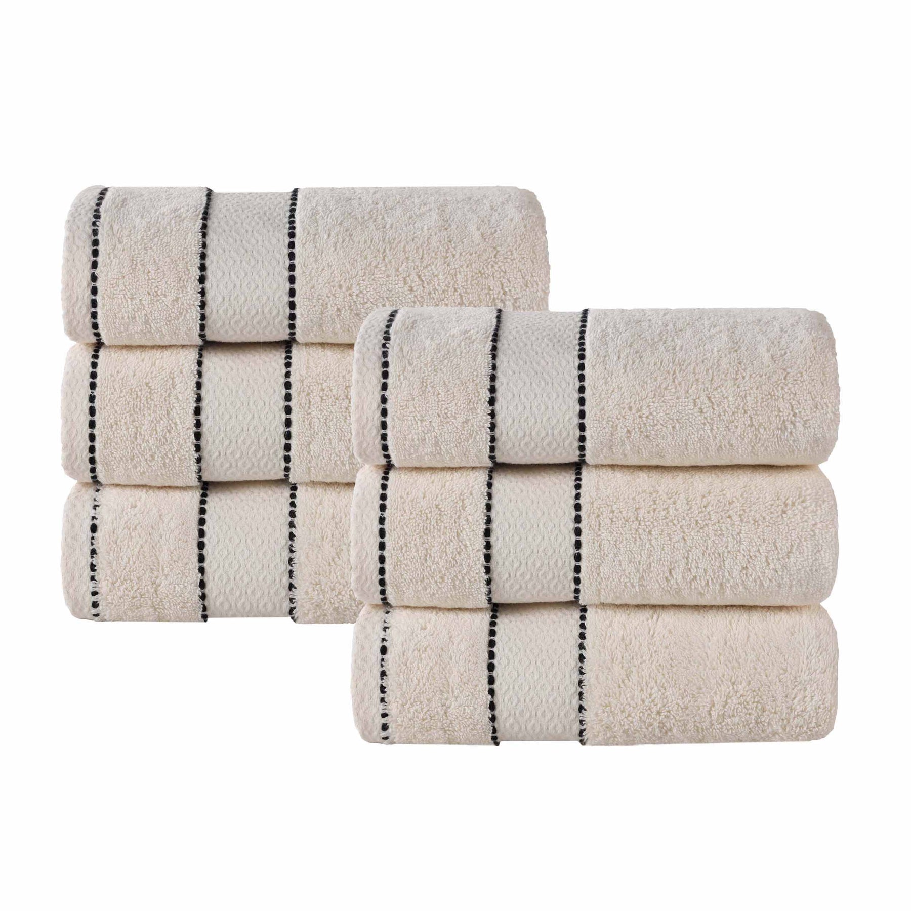 Niles Egyptian Giza Cotton Plush Thick Absorbent Hand Towel Set of 6 - Ivory