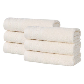 Honeycomb Textured Waffle Border Cotton Face Towels, Set of 6