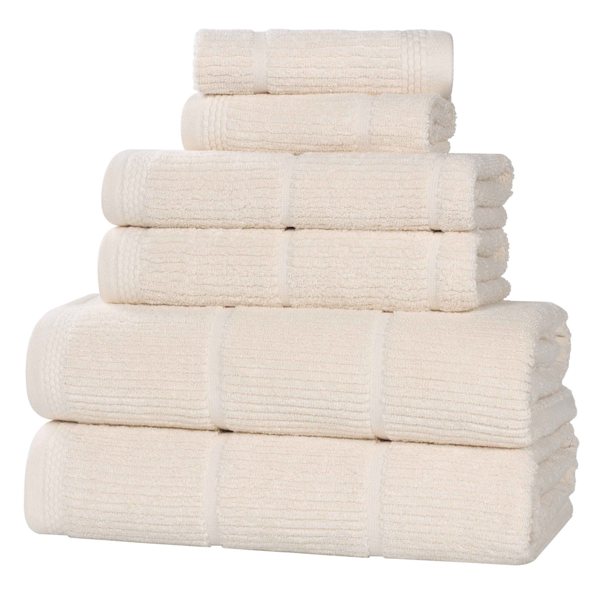 Milo Smart Twist Cotton Medium Weight Solid Ribbed 6 Piece Towel Set