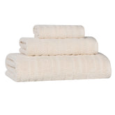 Mika Smart Twist Cotton Solid Textured Ribbed 3 Piece Towel Set