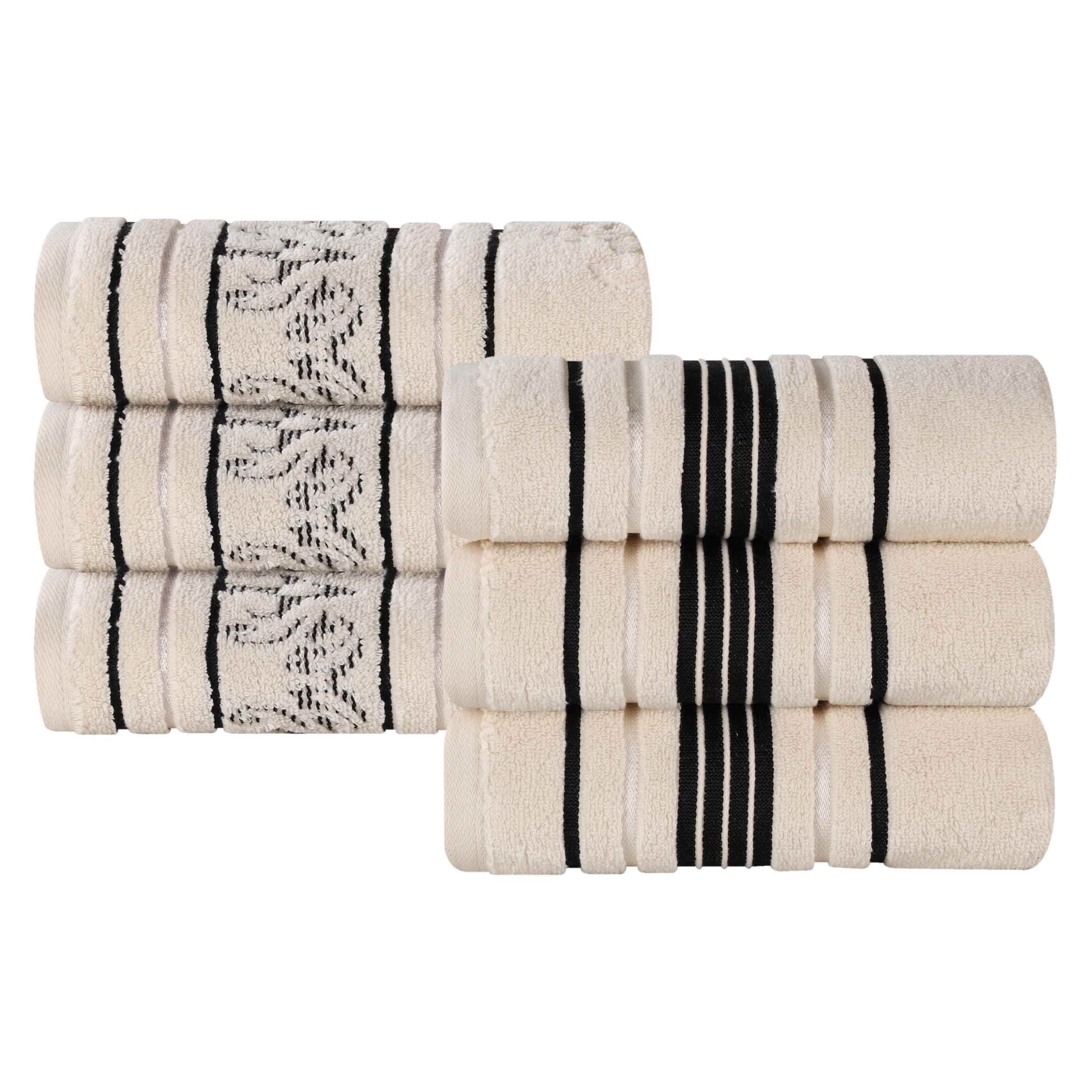 Sadie Zero Twist Cotton Solid and Jacquard Floral Hand Towel Set of 6 - Hand Towel by Superior