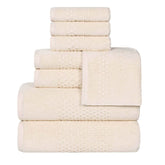 Playa Zero Twist Cotton Solid Waffle Textured 8 Piece Towel Set