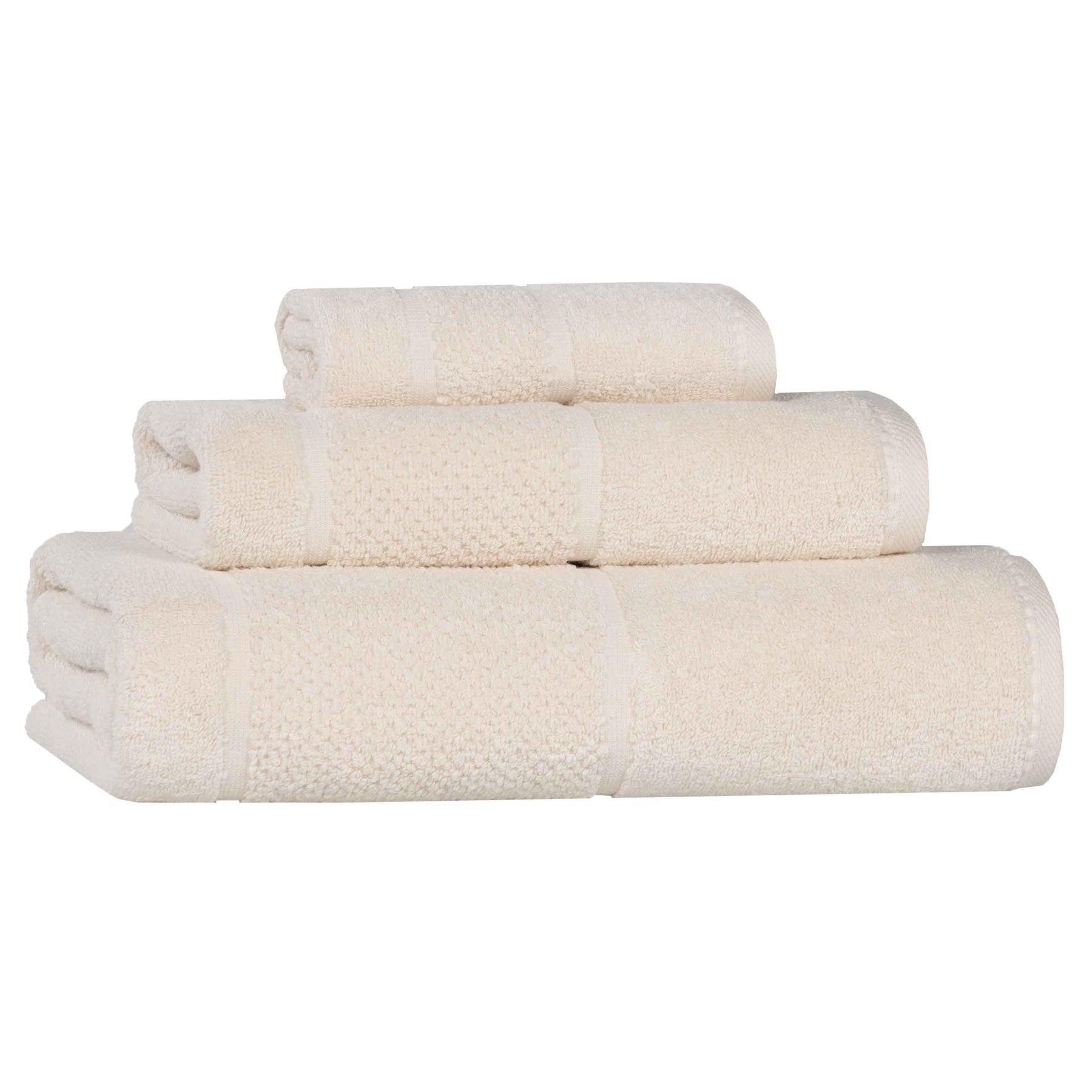 Mile Smart Twist Cotton Solid Thick Border 3 Piece Towel Set