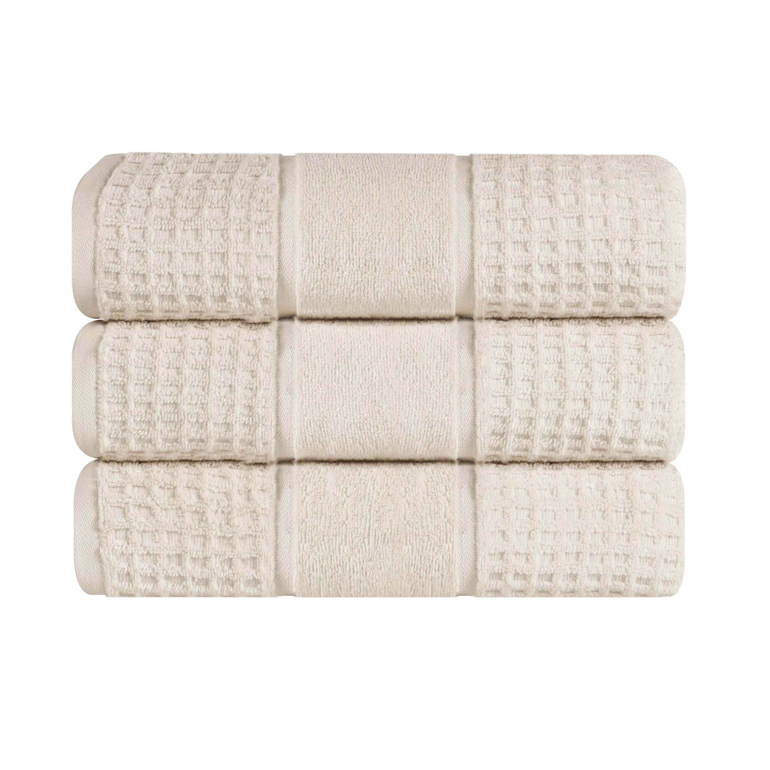 Napa Zero Twist Cotton Solid Waffle Honeycomb Bath Towel Set of 3 - Bath Towel by Superior