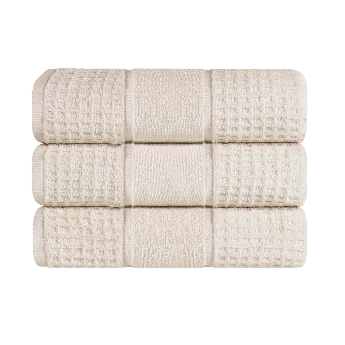 Napa Zero Twist Cotton Solid Waffle Honeycomb Bath Towel Set of 3