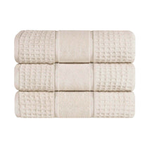 Napa Zero Twist Cotton Solid Waffle Honeycomb Bath Towel Set of 3