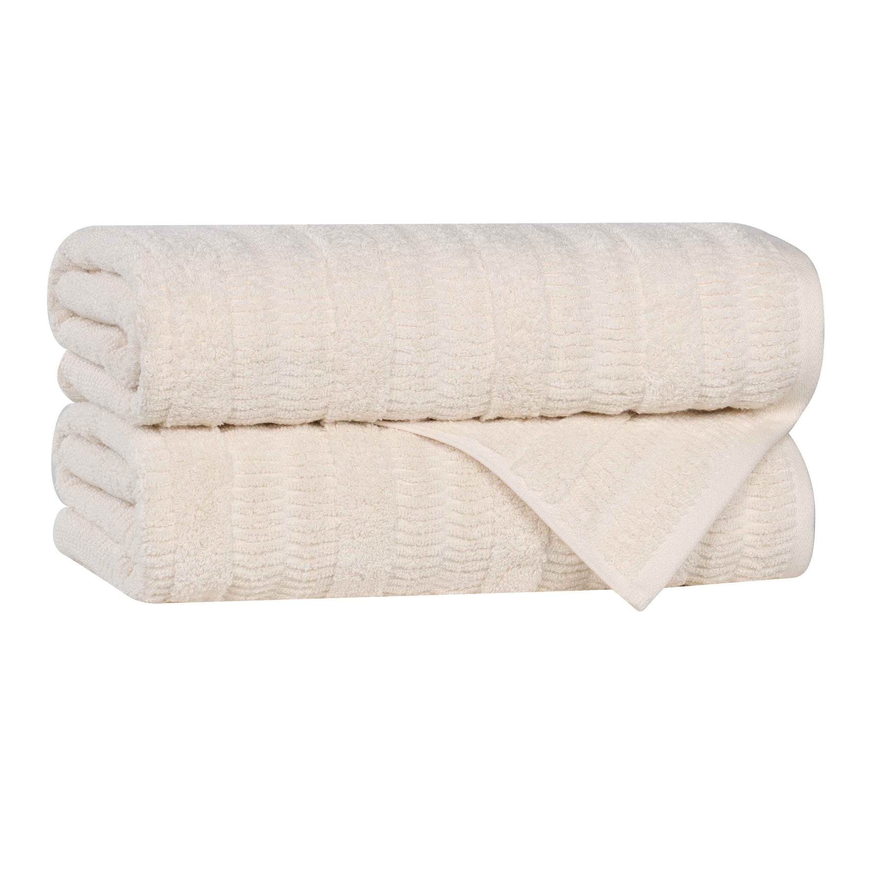 Mika Smart Twist Cotton Solid Textured Ribbed Bath Towels, Set of 2