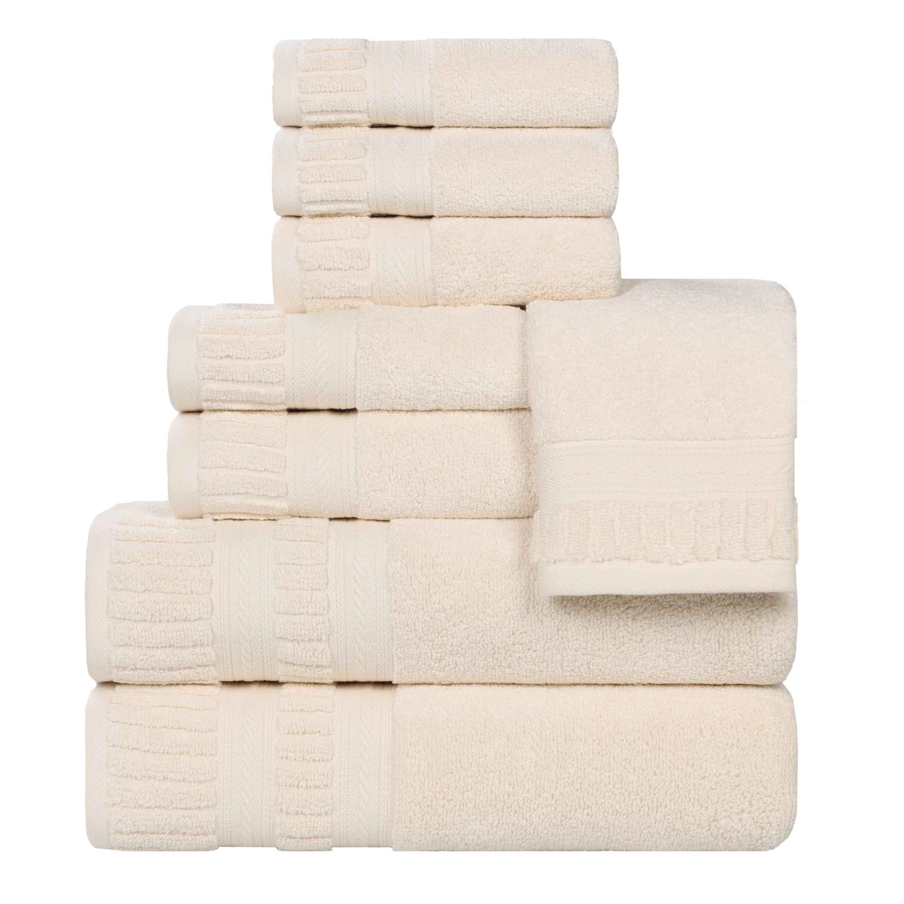 Venice Zero Twist Cotton Medium Weight Absorbent 8 Piece Towel Set