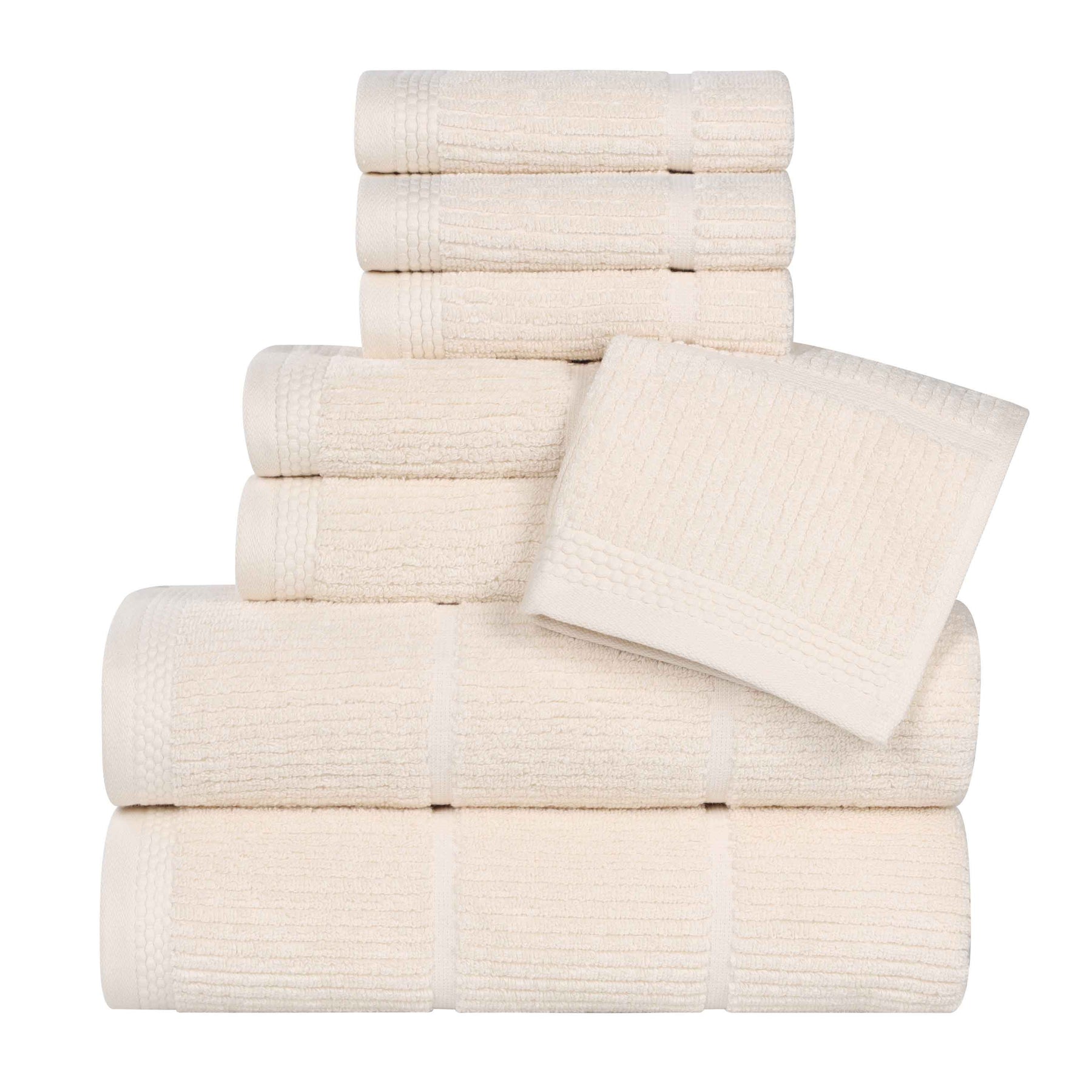 Milo Smart Twist Cotton Medium Weight Solid Ribbed 8 Piece Towel Set