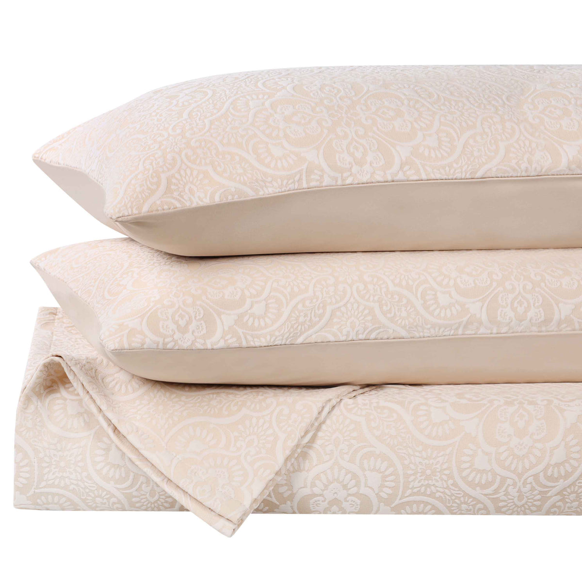 Enzy Medium Weight Floral Matelasse 3 Piece Bedspread Pillow Sham Set