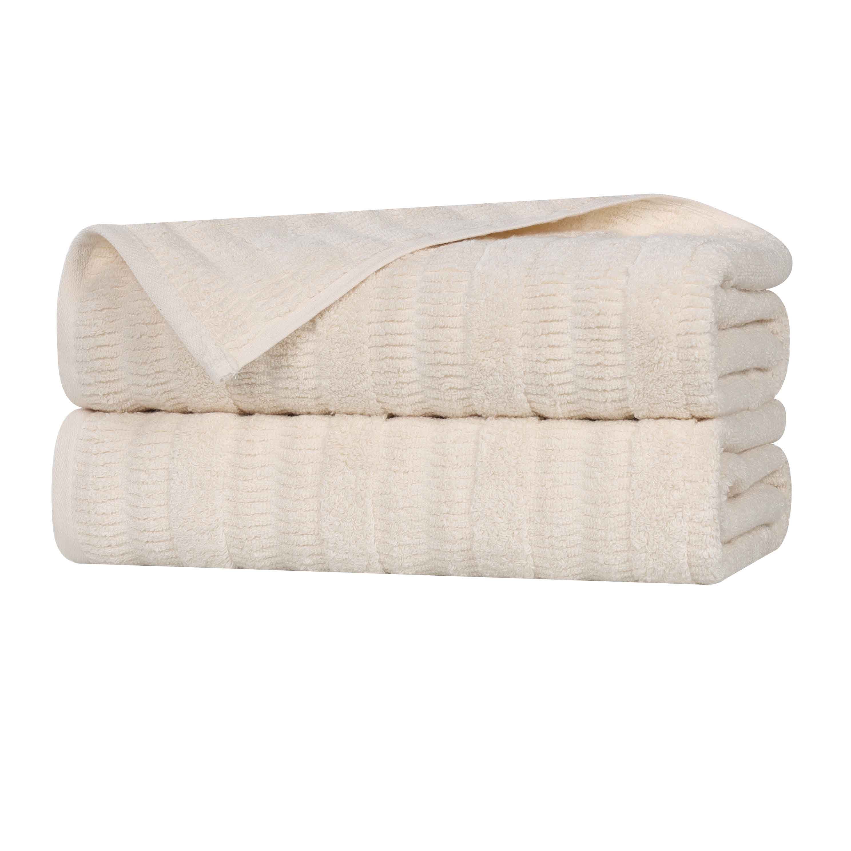 Mika Smart Twist Cotton Solid Textured Ribbed Bath Sheets, Set of 2 - Bath Sheet by Superior