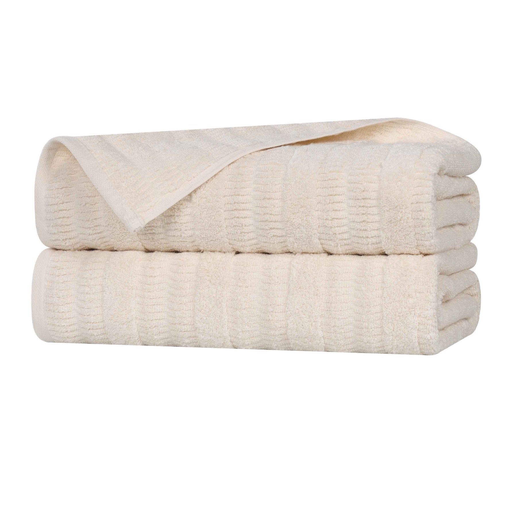 Mika Smart Twist Cotton Solid Textured Ribbed Bath Sheets, Set of 2