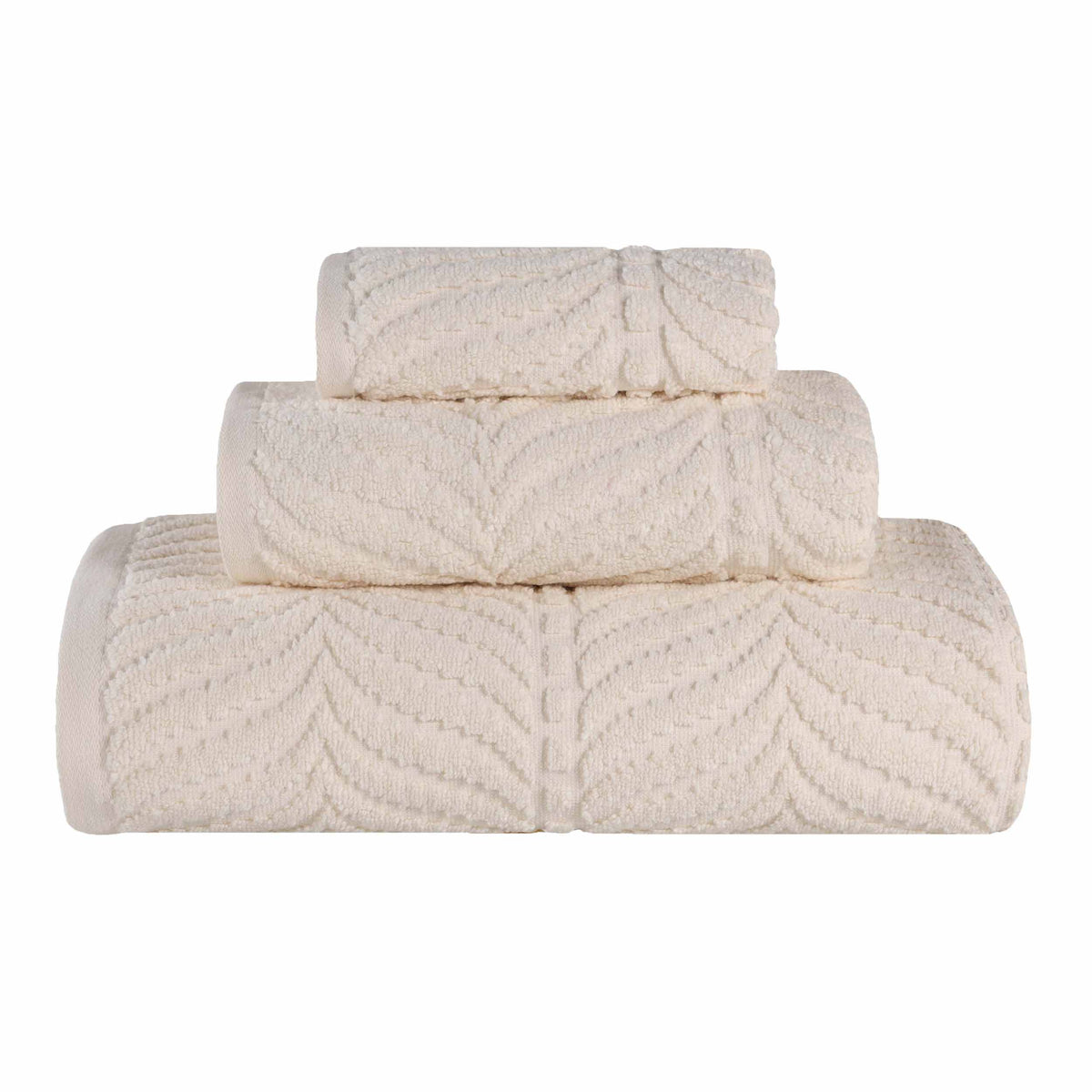 Chevron Zero Twist Jaquard Cotton 3 Piece Bathroom Towel Set