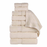 Chevron Zero Twist Solid and Jacquard Cotton 9 Piece Towel Set