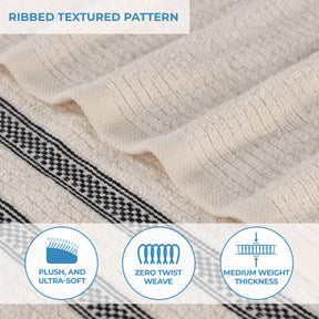 Brea Zero Twist Cotton Ribbed Geometric Border 6 Piece Towel Set