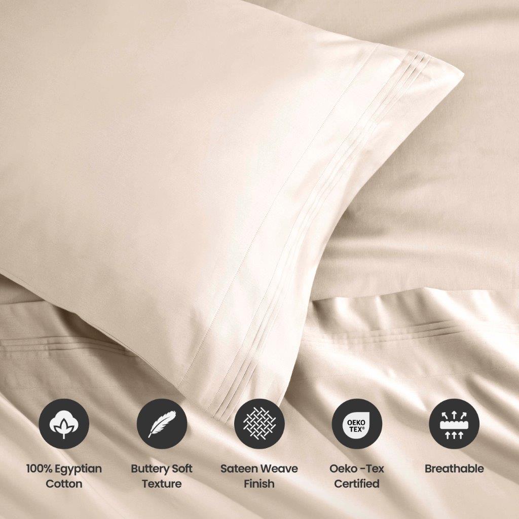 1500 Thread Count Egyptian Cotton 2 Piece Solid Pillowcase Set